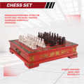 Wood Chess Chinese Retro Terracotta Chess Wood Do Old Carving Resin Chessman Christmas Birthday Premium Gift. 