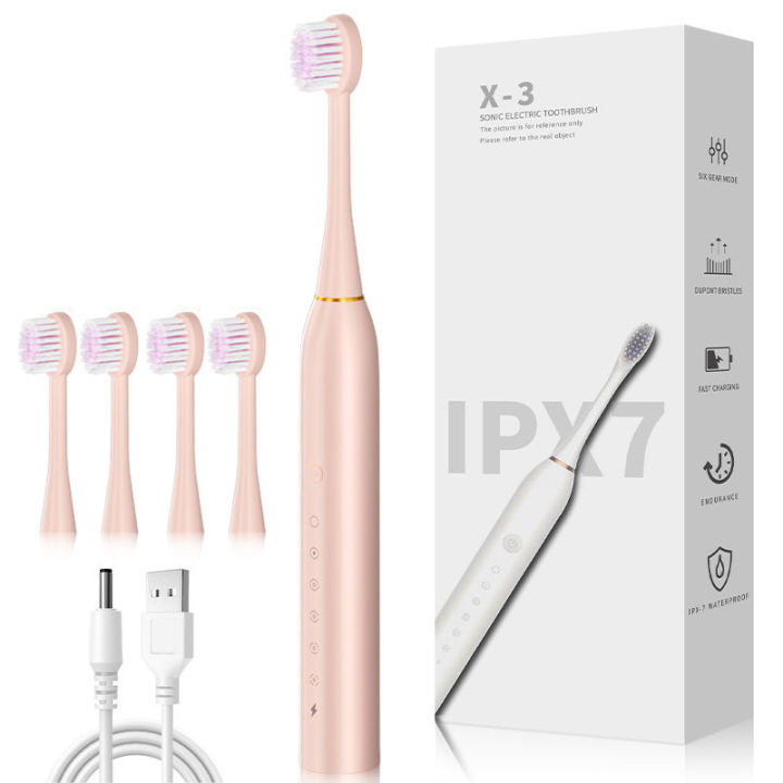 X-3%20Sonic%20Electric%20Toothbrush%20%7C%206%20Brushing%20Modes%20%7C%2042,000%20VPM%20High-Frequency%20Vibration%20%7C%20IPX7%20Waterproof%20%7C%20USB%20Rechargeable%20%7C%204%20Replacement%20Brush%20Heads%20-%20Image%202