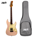 Jet Guitars JS 400 PK R HSS Roasted Maple Shell Pink w/ Gigbag. 