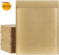 Wenefang bubble wrap 50 Pcs Natural Brown Bubble Mailers Kraft Paper Cushion Padded Envelopes Shipping Bags with Peel and Seal for Mailing. 