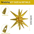 Sutuiying 5pcs 22 inches Golden 4D star burst Luxury cone film balloon decoration set. 