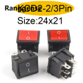 Ranggense Luxury 5PCS KCD2 24X21mm Electric Car Power Switch Red Black 4/6 Pin 2/3 Position 6A/10A 250V/125V ON-OFF/ON-OFF-ON/ON-ON Rocker Switch. 