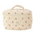Portable Floral Graphic Cotton Quilted Makeup Bag Large Striped Polka Dots Travel Makeup Bag Graffiti Cute Organizer Women Girls. 