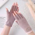 Fashion Thin Sun Protection Gloves Elastic Short Anti-UV Mittens Fingerless Cotton Gloves Cycling Driving Running. 