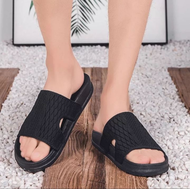 New Trendy Fashion Black Soft Slippers For Men (CX-4)