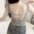 Slim fit street vest tight open back vest with spicy base bra padded High Quality suspenders sleeveless solid color beauty back cropped beach. 