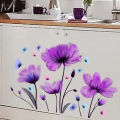 Wall Stickers Purple Flowers Home Room Decoration Bedroom Living Room Adhesive Bathroom Wall Furniture Door House Interior Decor. 