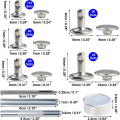 340 Sets Leather Rivet Kit Rivets Leather Double Hat Rivets Apparel Fabric for Repairing Clothes Shoes Bags Belts Easy Install D. 