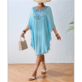 Tassel Swimsuit Cover Up Dress for Women Bohemian Bathing Suit Coverups Batwing Hollow Out Crochet Beach Outfits. 