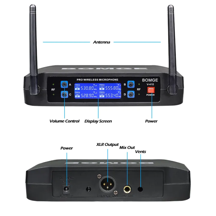 Wireless%20Microphone%20System,%20BOMGE%20Pro%204-Channel%20%20Cordless%20Mic%20Set%20With%20Four%20Handheld%20Mics,%20Fixed%20Frequency,%20Long%20Range%20200ft,%20Ideal%20forKaraoke,%20Events%20-%20Image%204