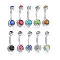Belly Button Rings Navel Rings Body Piercing Jewelry Stainless Steel Round CZ. 