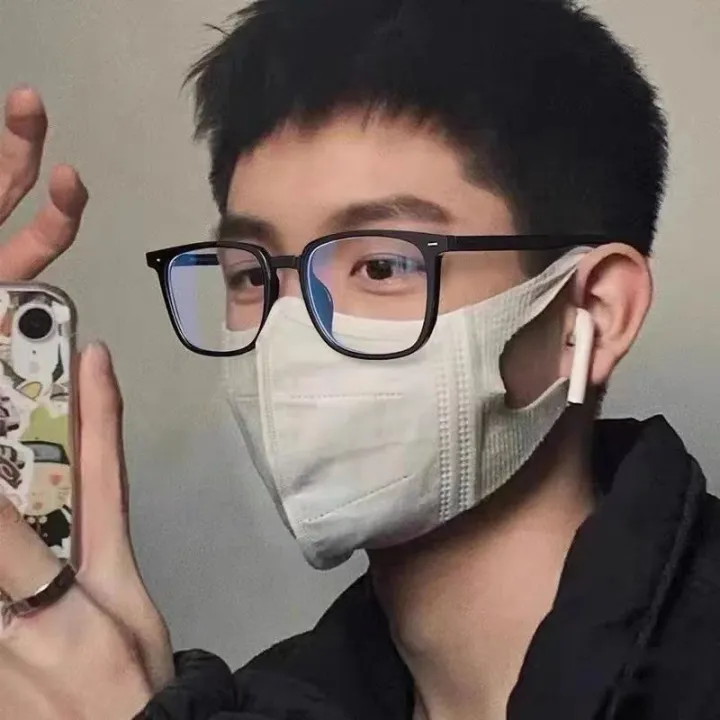 Large%20Frame%20Myopia%20Glasses%20Rim%20Glasses%20Frame%20Anti-Blue%20Light%20Anti-Radiation%20Black%20Frame%20Glasses%20Men's%20Trendy%20Plain%20Light%20Eye%20Protection%20Slimming%20Face%20Small%20-%20Image%203