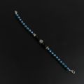 One Silver Color Stone (Heavy) with Deep Blue & Black Beads Bracelet For Men by Treasure Box. 