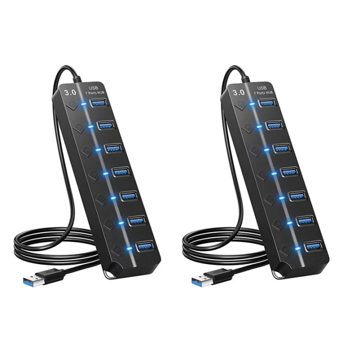 (COKP) 2X 7 Ports USB Hub Splitter Multi Hub USB 3.0 Adapter USB ...