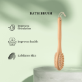 Bamboo Exfoliating Wet and Dry Bath Body Brush with Handle. 