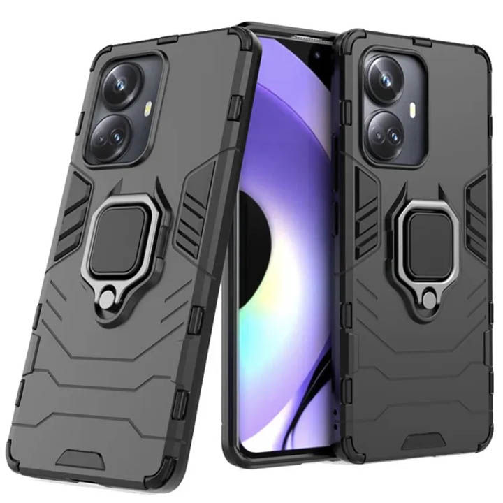 Realme 10 Pro Plus Armor Integration Camera protection, Support Magnetic Car Mounts, Stylish Dual Layer Hard PC Back Cover