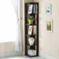 Kamakhya Decor Wood Wall Corner 5-Tier Bookshelf Case for Living room , Bedroom, Corner Spaces Black And White Colour. 