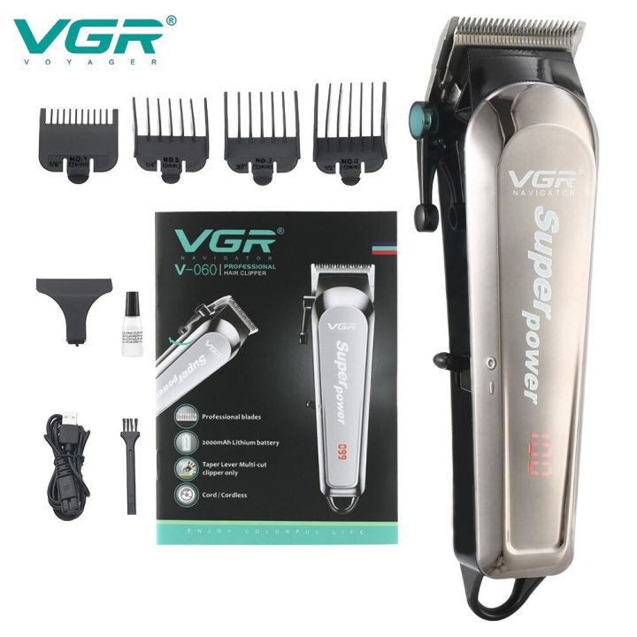 VGR V060 Electric Hair Clipper Professional Super Power Hair Trimmer For Men LCD Rechargeable Shaver Hair Cutting Machine Haircut