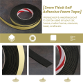 5m Black Single Sided Self Adhesive Foam Tape Closed Cell 20mm Wide x 3mm Thick. 