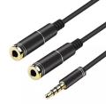 3.5mm Audio Cable Male to 2 Female Aux Cable Stereo  jack Splitter Cable Adapter. 