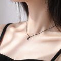 Black Moon Necklace | Horn Crescent Choker | Simple Half Moon Pendant | Black Crescent Necklace for Women | Party Wear Jewelry | Trendy Boho Necklace | Gothic Style Choker | Minimalist Pendant Necklace | Statement Jewelry for Girls | Daraz Fashion | P1. 