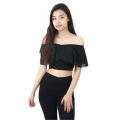 Black  Off Shoulder Stylish Crop Tops For Women. 