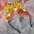 Glittering 2022 Headbands Star Hair Hoop Christmas Decoration Photo Booth Props Happy New Year Eve Supplies. 