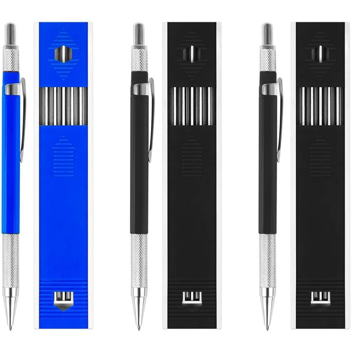 NCANRUI 3Pcs Black Lead Pencils HB Mechanical Pencils Mechanical Pencil Set with 36Pcs HB Leads Refill for Writing Draft Drawing
