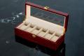Wooden Watch Box-6 Wide Watch Slots Wood Clock Box Storage Organizer. 