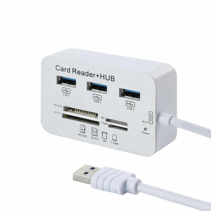 USB 3.0 Card Reader 3 Ports USB Hub 3.0 High Speed External Memory Card Reader For MS Micro SD SD MMC M2 TF Cards