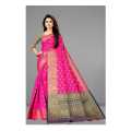 Fancy Jacquard Silk Saree Embossed Design With Matching Blouse. 