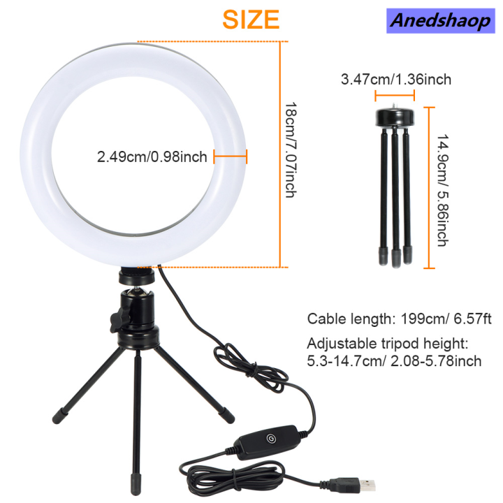 Anedshaop%20%E3%80%90New%20Arrivals%E3%80%9118CM%20Dimmable%20Photography%20LED%20Selfie%20Ring%20Light%20Camera%20Phone%20Original%20Ring%20Lamp%2010%20inch%20With%20Table%20Tripods%20For%20Makeup%20Video%20Live%20Studio%20-%20Image%205