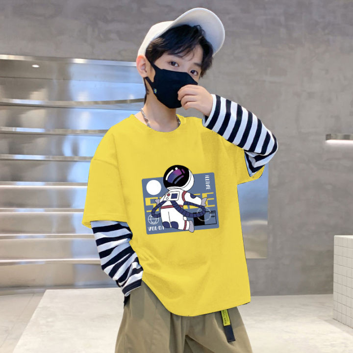 G2088#%20Boys%20Long%20Sleeve%20T-Shirt%20Pure%20Cotton%20Spring%20and%20Autumn%20Children's%20Middle%20and%20Large%20Child%20Base%20Shirt%20Two%20Casual%20Top%20T-Shirt%20Trend%20-%20Image%204