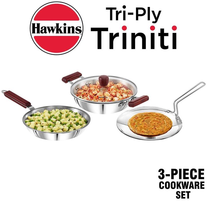 Hawkins Stainless Steel Tri-Ply 3 Pieces Cookware Set