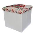 Red/White Owl Printed Foldable Ottoman. 