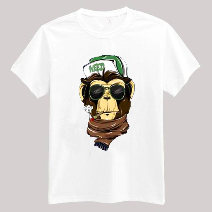 100% Cotton Half Sleeves Round Neck Design Monkey Themed T-Shirt For Men