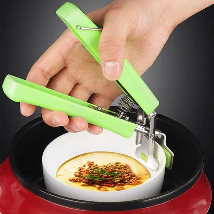 Stainless Steel Multipurpose Bowl Plate Hot Pot Utensils Safe Handling Gripper Retriever Lifter Holder Handle Tongs for Kitchen