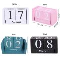 Simple MDF Wooden Perpetual Calendar Pastoral Style Month Display Building Blocks Calendar Eternal Blocks Perpetual Calendar Cube Calendar Shop. 
