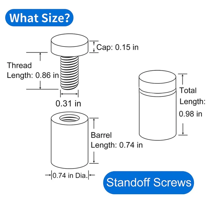 fasdaga%2016%20Pack%20Standoff%20Screws%203/4%20x%201%20Inch%20Black%20Sign%20Standoffs%20Hanging%20Acrylic%20Picture%20Frame%20Advertising%20Screws%20Kit%20-%20Image%202