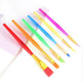6Pcs Painting Brush Comfortable Grip Transparent Rod Students Portable Watercolor Drawing Brush Set School Supplies. 
