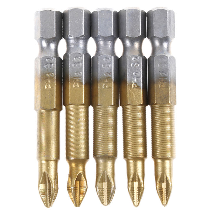 New specials 5 durable anti slip titanium coated hex shank PH2 electric screwdriver bits 50mmA JUE