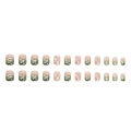 24Pcs Spring Lovely Short Green Flower Fake Nails with Glue DIY Art Design False Nails Wearable Nails Stylish Pattern Artificial Nails. 