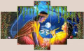 5 Piece Panel Radha Krishna Wooden Frame Canvas Decor By Shreeniti. 