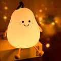 Pear Shape Silicone Night Light, LED Night Light Baby with 7 Light Changes, USB Charging, Mini Table Lamp, LED Bedside Lamp, Children's Touch Lamp for Children, Baby, Bedroom, Sleeping,. 