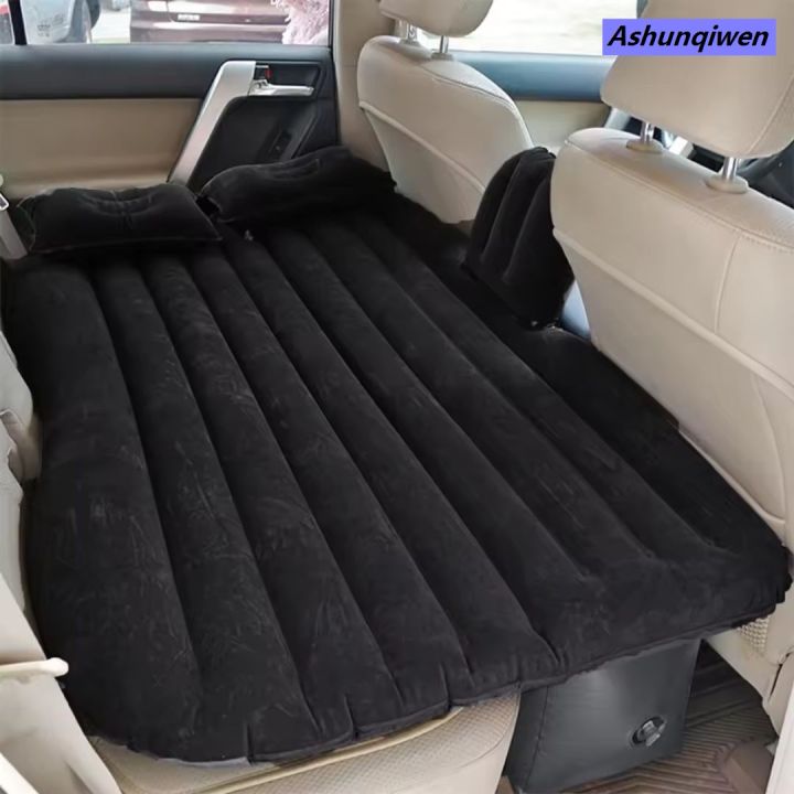 Ashunqiwen Eco-Friendly Flocking Fabric Car Inflatable Mattress Ultra-Soft Travel Bed with Thickened Cushion for Comfortable Road Trips