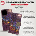 OnePlus 8T Sparking Flip Cover with Glitter Plated Button/ Crocodile Skin Pattern Mobile Phone Case  [1+8t/ 1+Nord]. 