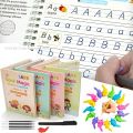 Magic Practice Copybook For Preschools - Reusable Notebook (4 BOOKS + 1 PENS + 5 REFILLS + 1 PEN HOLDER) (MATHS+DRAWING+ALPHABET+NUMBER). 