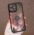 Masala Beads Transparent Metal Chrome Heart Phone Case for Iphone Case Mobile Cover Cases. 
