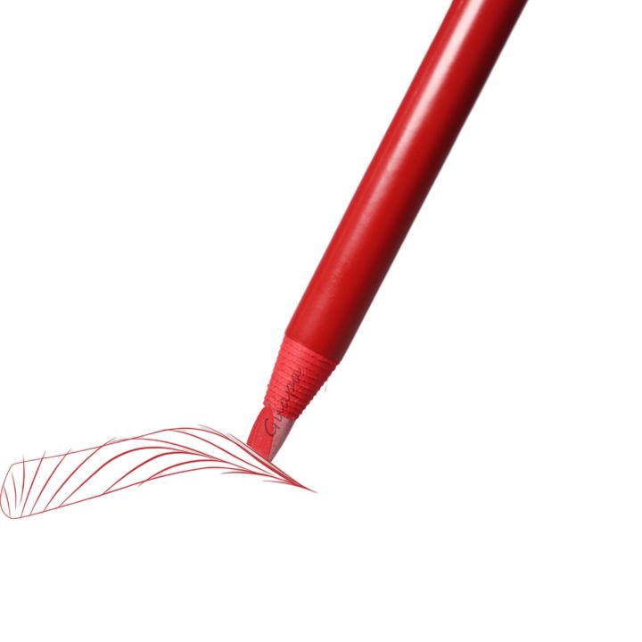 6PCS Red Waterproof Long Lasting Microblading Lip Liner Pencil Peel Off Eyebrow Mapping Marker Pen Tool for Permanent Makeup