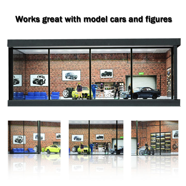 Diorama%201/64%20Scale%20Car%20Garage%20Model%20LED%20Lighting%20City%20Street%20View%20Car%20Parking%20Lot%20Model%20Car%20Showroom%20Scene%20Model%20Display%20Collection%20Toy%20Gift%20-%20Image%203